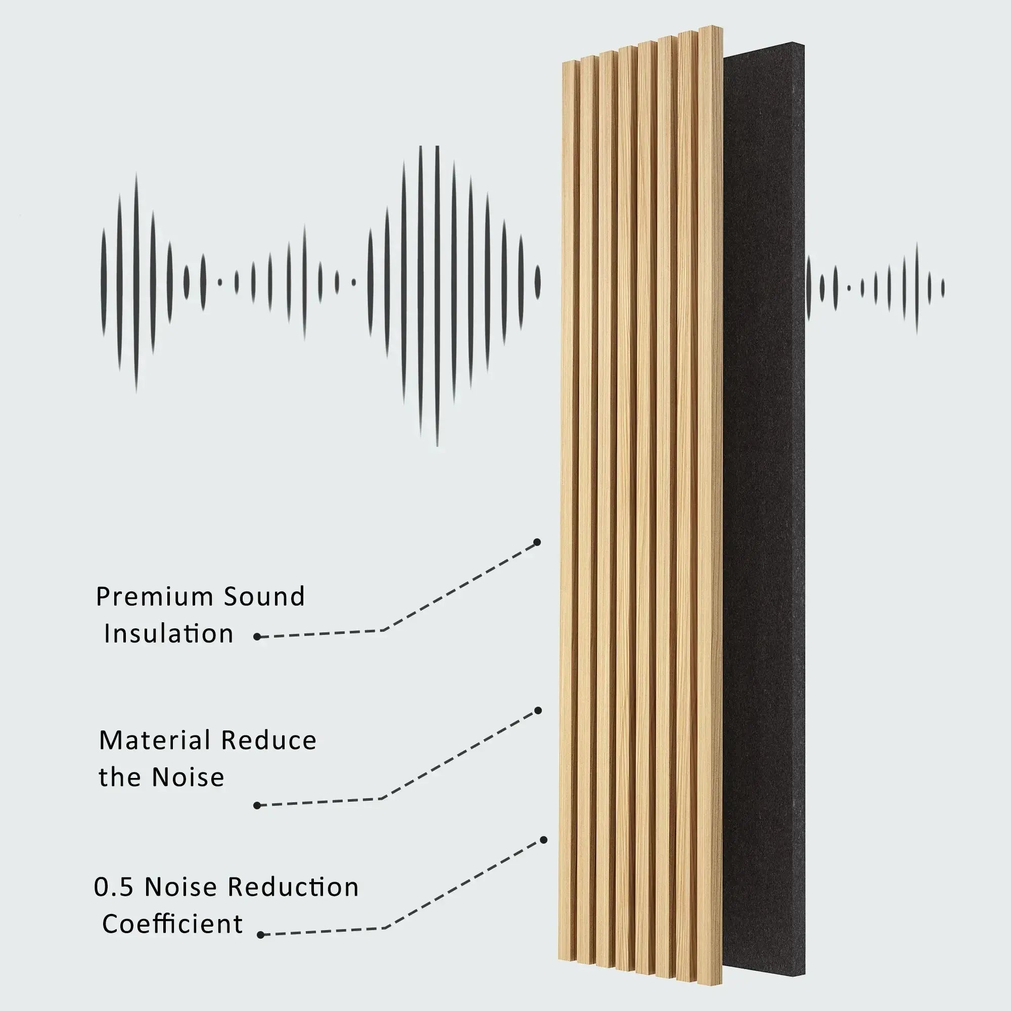 Hausvita Acoustic Solid Wood Slat Wall Panels ( 2 Panels Per Box )
